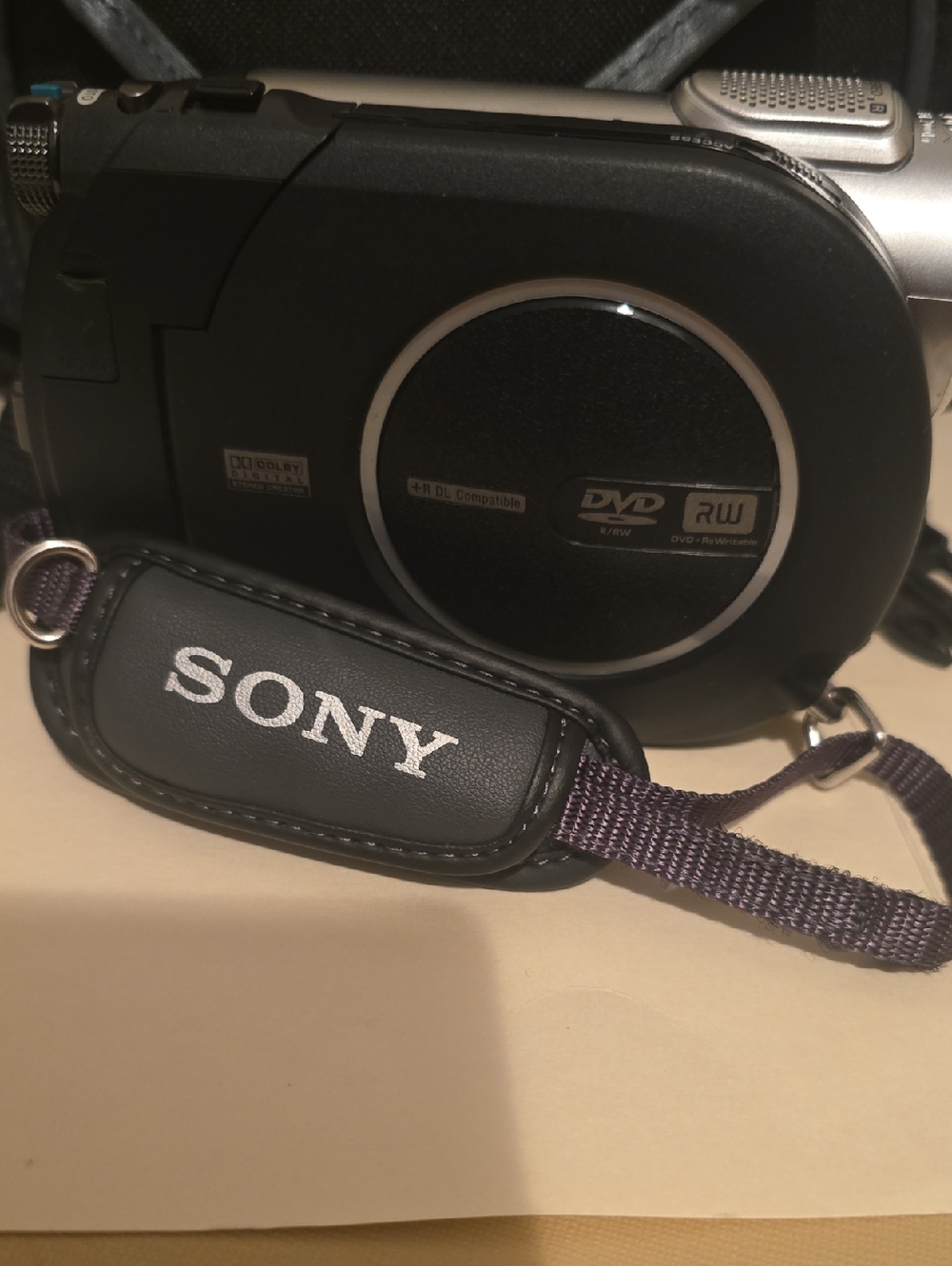 Sony Black and Silver DVD Camcorder with Branded Wrist Strap
